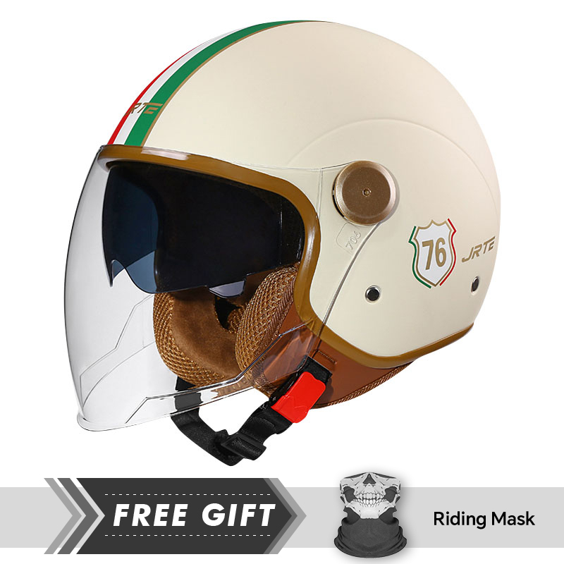 Motorcycle Gear In Store - DOT ECE 承認レトロ 3/4 オープンフェイスオートバイヘルメット軽量成人男性女性ヴィンテージジェットヘルメットスクーター Curiser