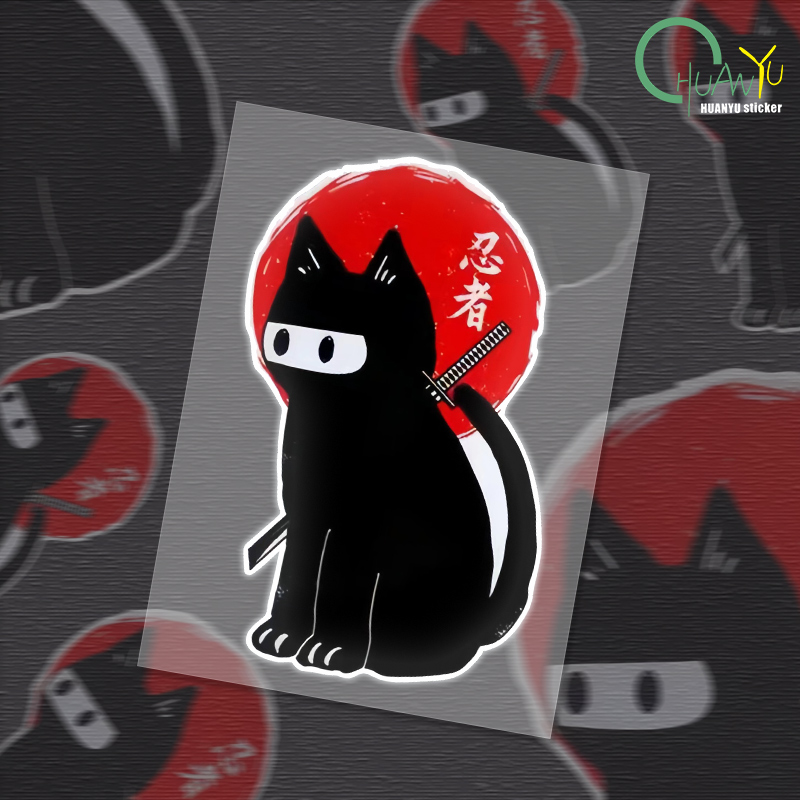 Motorcycle Gear Japan - 反射猫日本車ステッカー猫日本赤い太陽ステッカーオートバイレーシングデカールビニールトラックバンラップトップ用