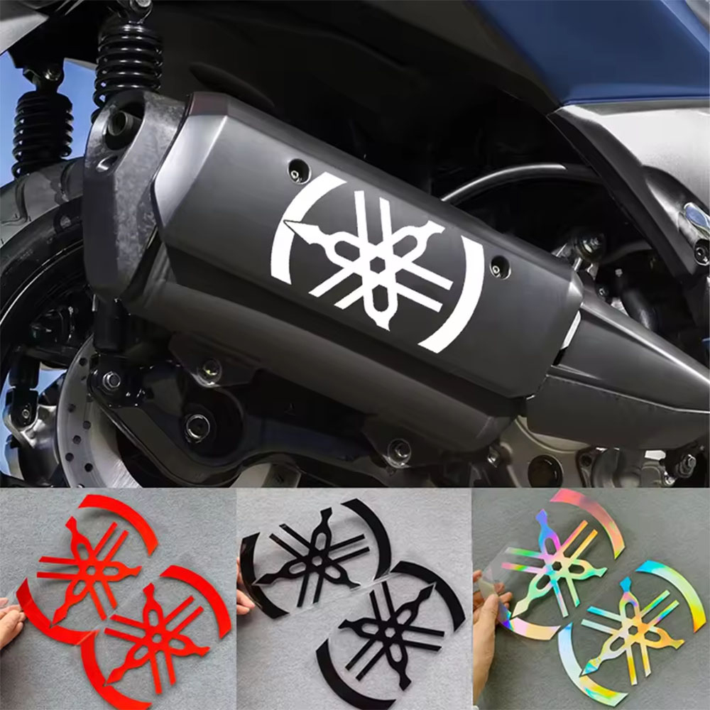 Motorcycle Gear Kit - 1 セット/2 個レーザー反射ステッカーヤマハオートバイヘルメットテールボックス修正アクセサリー防水装飾デカール