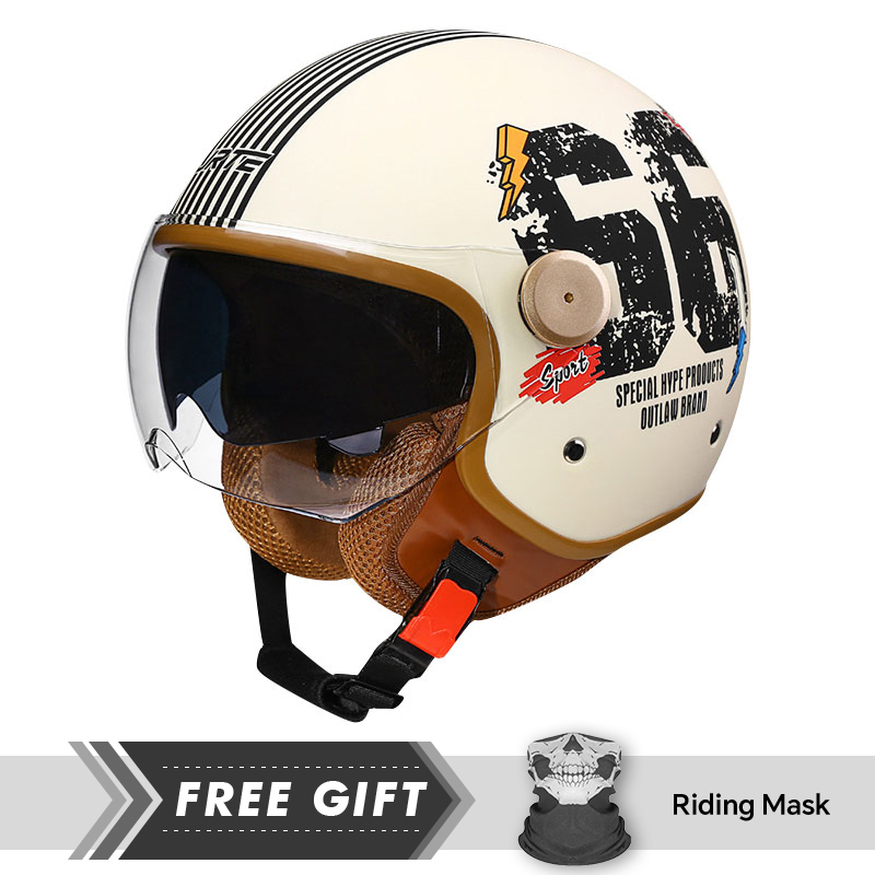 Motorcycle Gear In Store - DOT 3/4 オープンフェイス オートバイヘルメット レトロ バイク