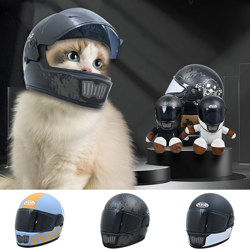 Helmet Full Face - Hva-小型ペット用オートバイヘルメット,猫と犬用のミニキャップ,フルフェイス,屋外ヘッド保護