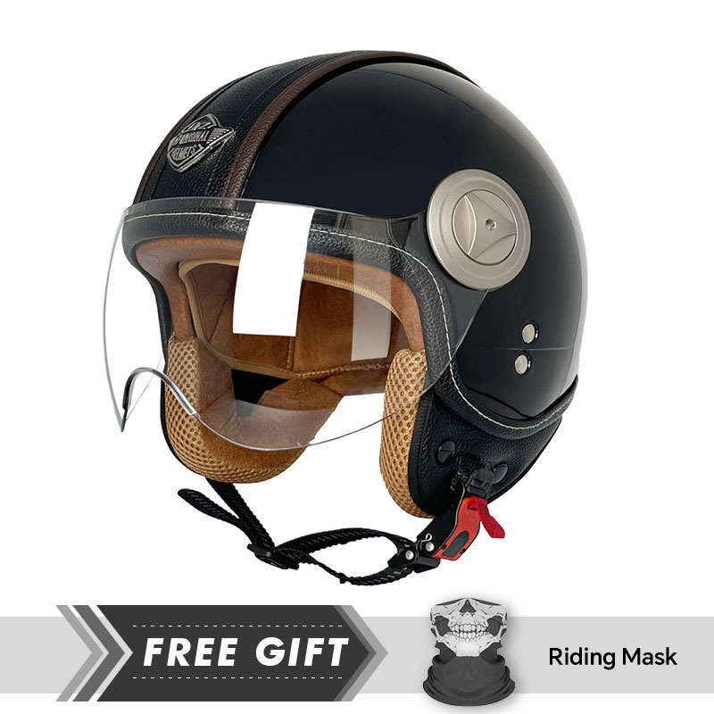 Motorcycle Gear In Store - 3/4 オープンフェイスヘルメットヴィンテージオープンヘルメットオープンフェイスオートバイヘルメット快適な安全キャップカスコパラモト DOT 認定