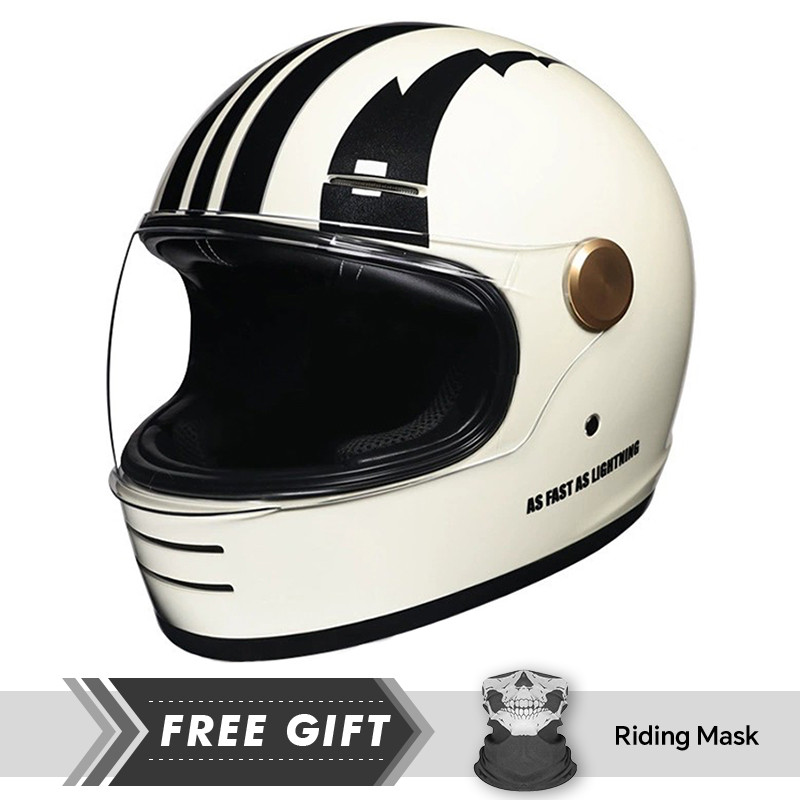 Motorcycle Gear In Store - 男女兼用 レザー フルフェイス オートバイヘルメット クリアレンズ DOT規格適合