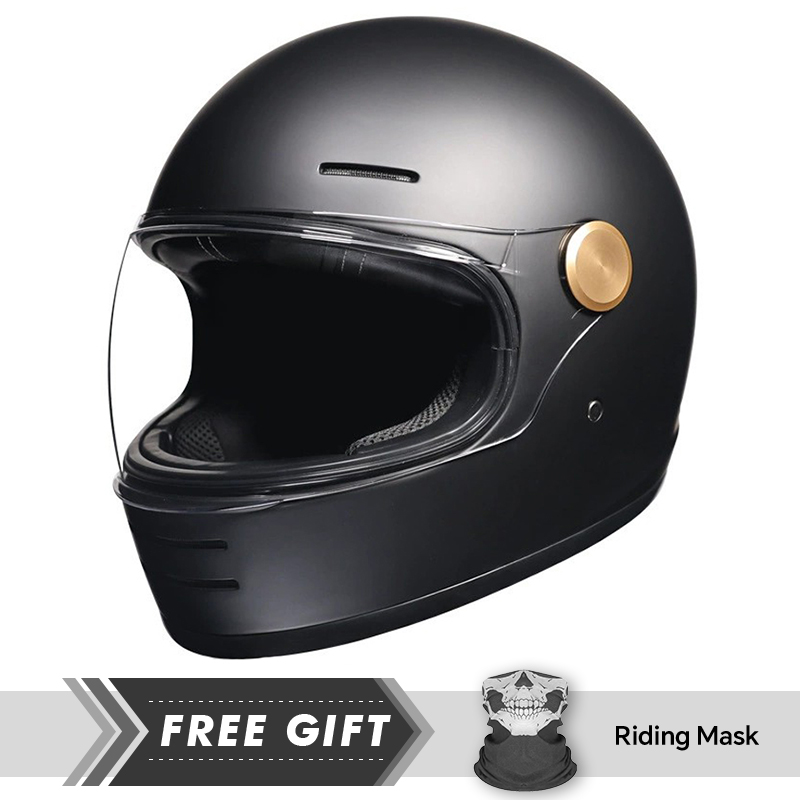 Motorcycle Gear In Store - ヴィンテージフルフェイスオートバイヘルメットレザーモトフルヘルメットクリアレンズオフロード機能ABS素材強化安全性