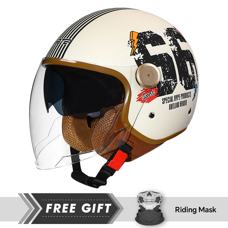 DOT ECE 承認レトロ 3/4 オープンフェイスオートバ - Motorcycle Gear In Store のレビューと価格