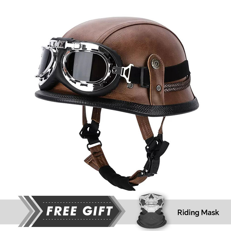 ゴーグル付きユニセックスモーターサイクルヘルメット,ハーフフ - Motorcycle Gear In Store のレビューと価格