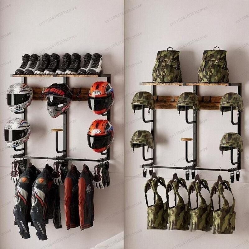 壁掛け式ヘルメットラック、乗馬用品用多機能収納、オートバイヘ - Motorcycle Gear Wall Mount のレビューと価格