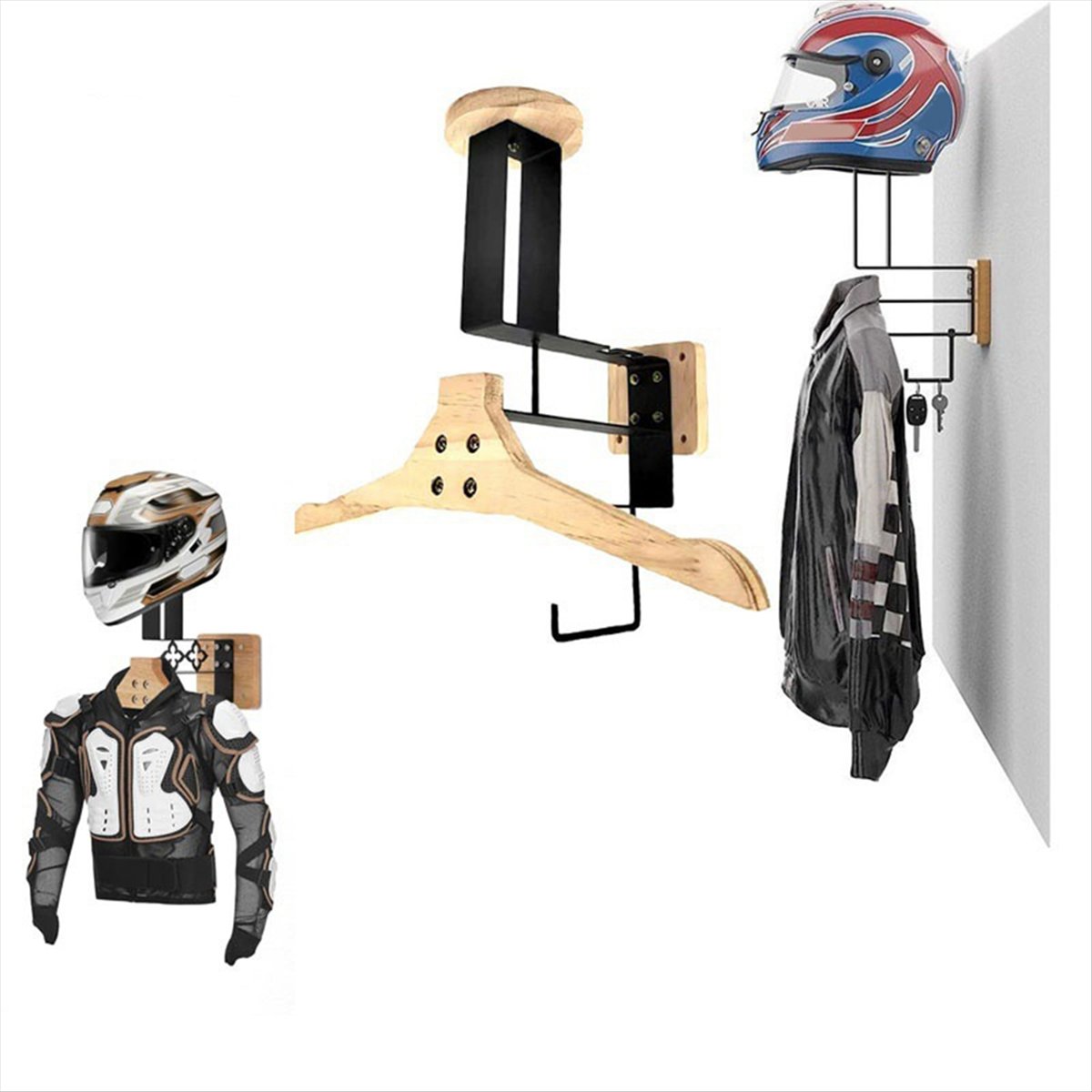 新入荷 オートバイ木製ヘルメットホルダー 壁掛け多目的ラック - Motorcycle Gear Wall Mount のレビューと価格