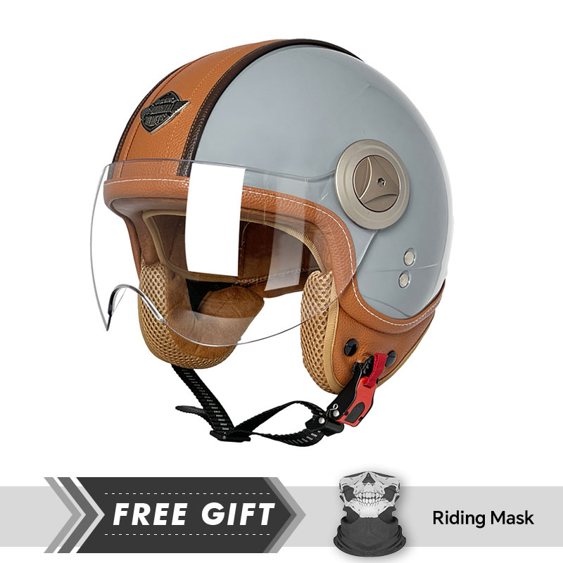 3/4 オープンフェイスヘルメットヴィンテージオープンヘルメ - Motorcycle Gear In Store のレビューと価格