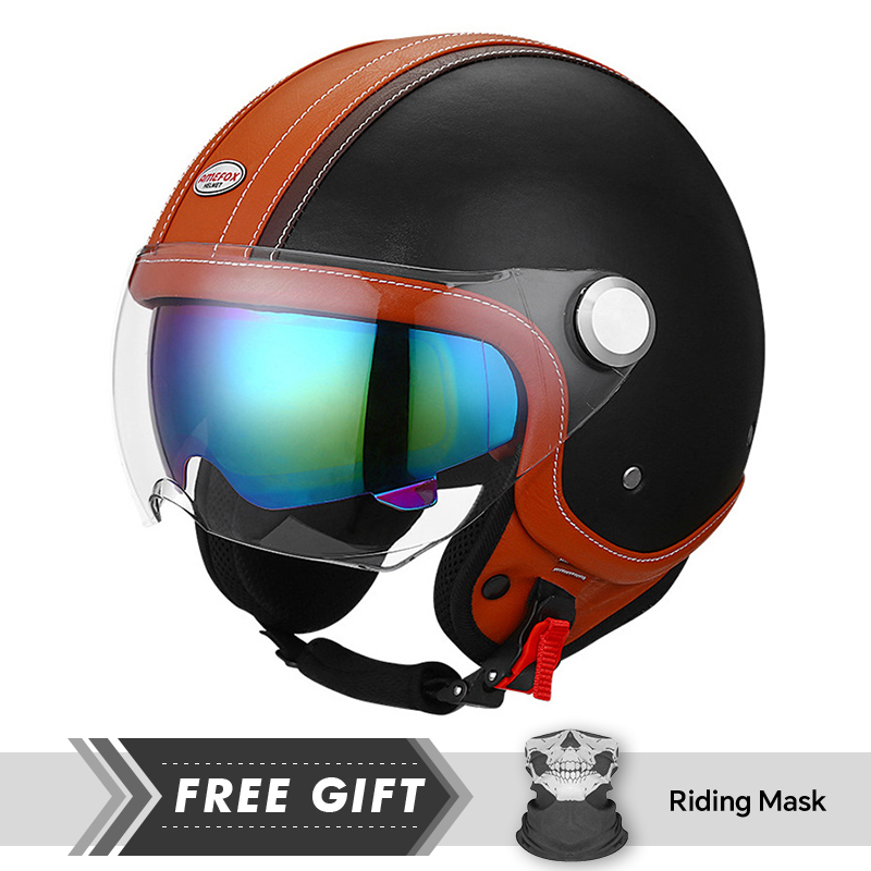 ブラックオープンフェイスオートバイヘルメット ヴィンテージ  - Motorcycle Gear In Store のレビューと価格