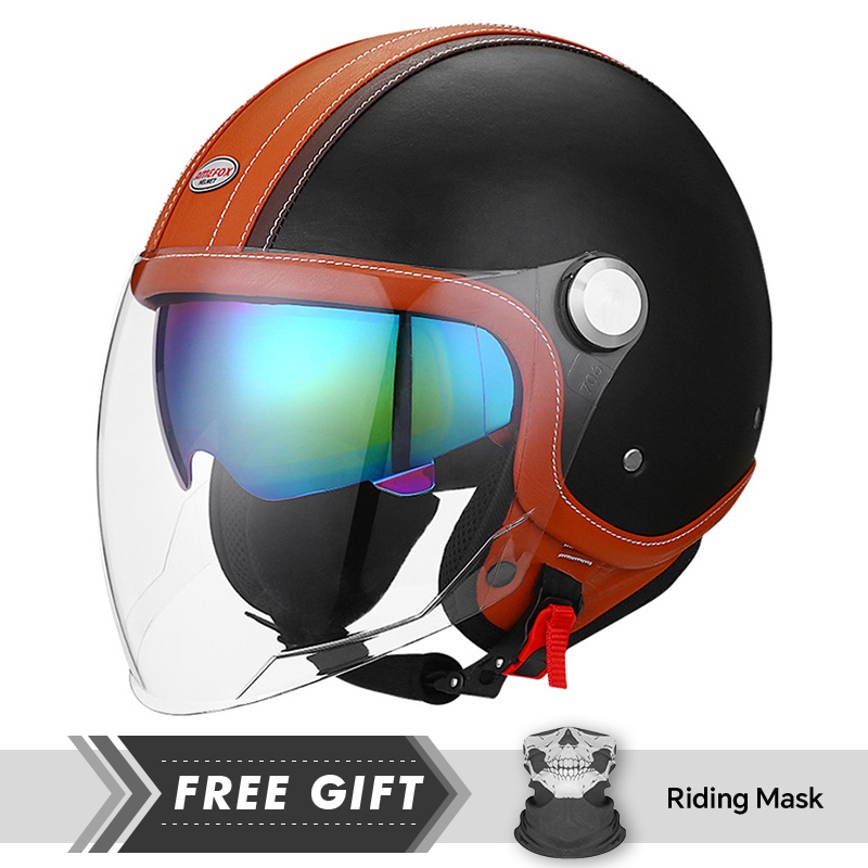 ブラックオープンフェイスオートバイヘルメット ヴィンテージ  - Motorcycle Gear In Store のレビューと価格