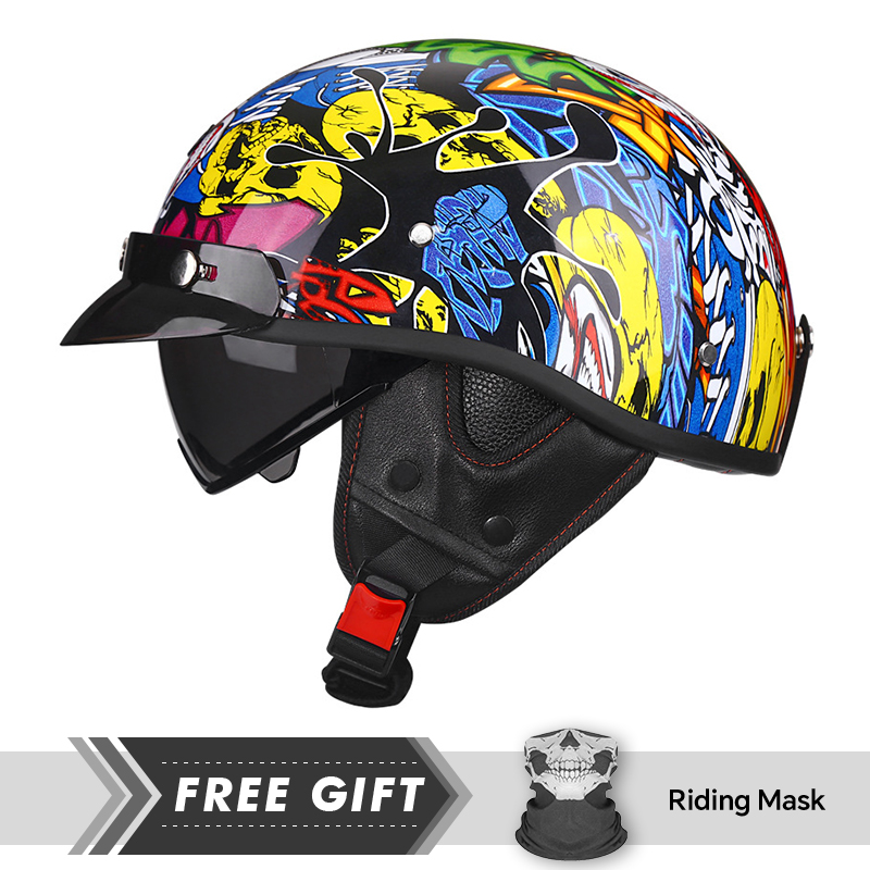 ハーフオートバイヘルメット DOT ECE 1/2 オープン - Motorcycle Gear In Store のレビューと価格