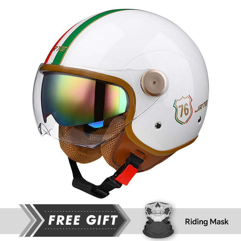 DOT 承認オープンフェイスヘルメットレトロ 3/4 オート - Motorcycle Gear In Store のレビューと価格