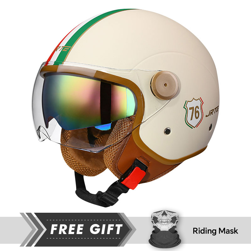 DOT 承認オープンフェイスヘルメットレトロ 3/4 オート - Motorcycle Gear In Store のレビューと価格
