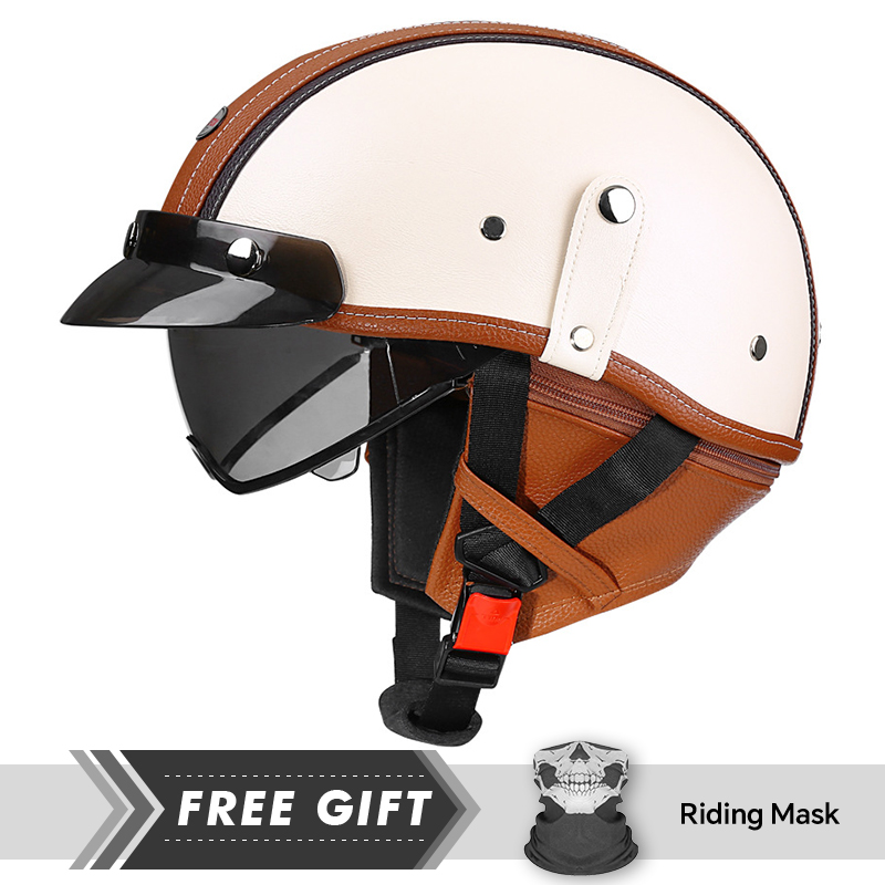 大人用レトロハーフヘルメットDOT規格適合オートバイヘルメッ - Motorcycle Gear In Store のレビューと価格